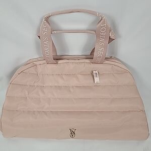 NEW Victoria's Secret Pink Gold Tote Bag Weekender NWT $60 19" X 12" x 7"